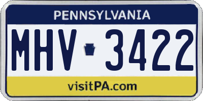 PA license plate MHV3422
