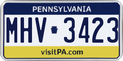 PA license plate MHV3423