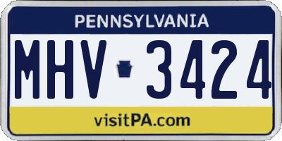 PA license plate MHV3424