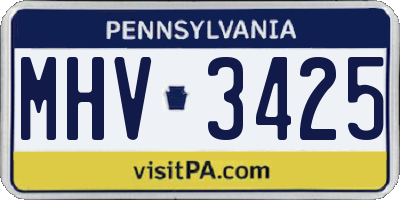 PA license plate MHV3425