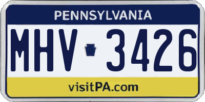 PA license plate MHV3426