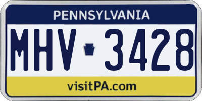 PA license plate MHV3428
