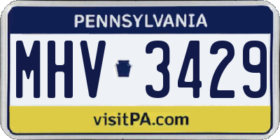 PA license plate MHV3429