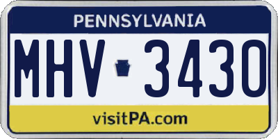 PA license plate MHV3430