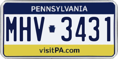 PA license plate MHV3431