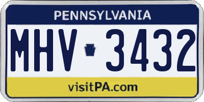 PA license plate MHV3432