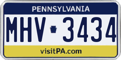 PA license plate MHV3434