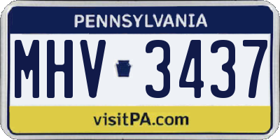 PA license plate MHV3437