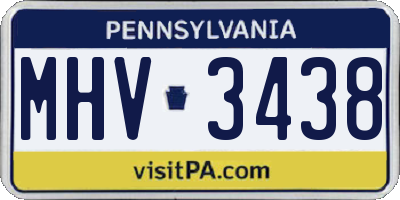PA license plate MHV3438