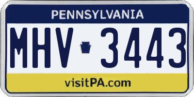PA license plate MHV3443