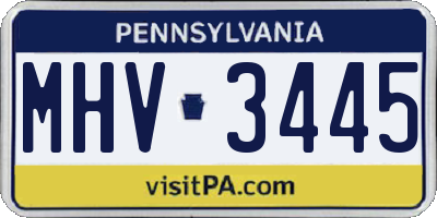 PA license plate MHV3445