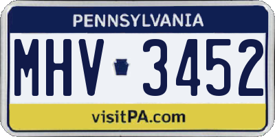 PA license plate MHV3452