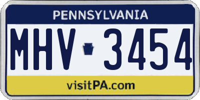 PA license plate MHV3454
