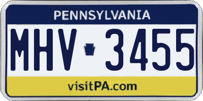 PA license plate MHV3455