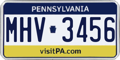 PA license plate MHV3456