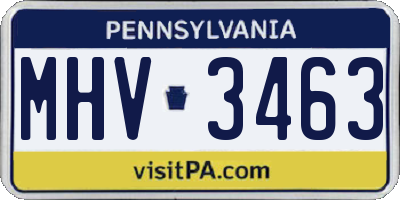 PA license plate MHV3463