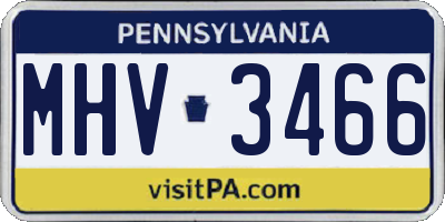 PA license plate MHV3466