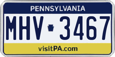 PA license plate MHV3467
