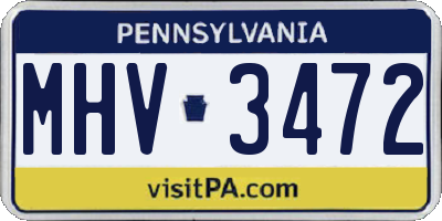 PA license plate MHV3472