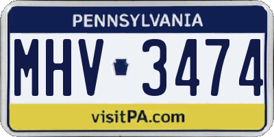 PA license plate MHV3474
