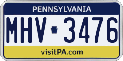 PA license plate MHV3476