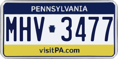 PA license plate MHV3477