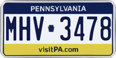 PA license plate MHV3478
