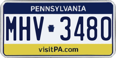 PA license plate MHV3480