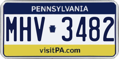 PA license plate MHV3482
