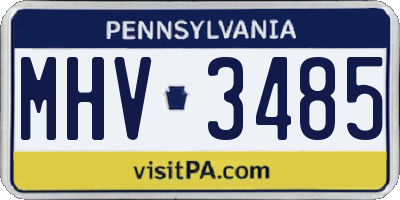 PA license plate MHV3485