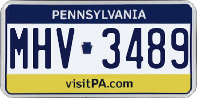 PA license plate MHV3489