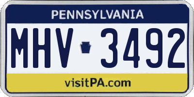 PA license plate MHV3492