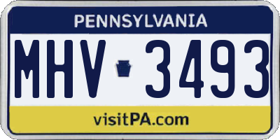 PA license plate MHV3493