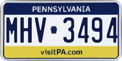 PA license plate MHV3494