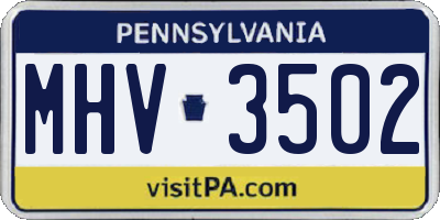 PA license plate MHV3502