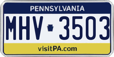 PA license plate MHV3503