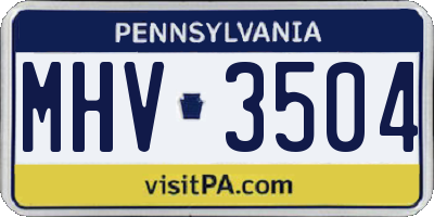 PA license plate MHV3504