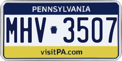 PA license plate MHV3507