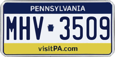 PA license plate MHV3509