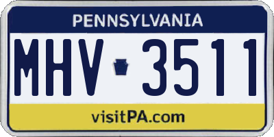 PA license plate MHV3511