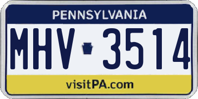PA license plate MHV3514