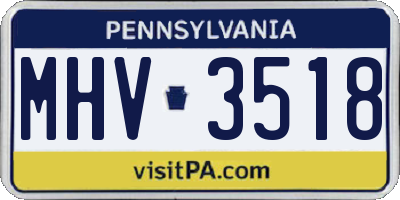 PA license plate MHV3518
