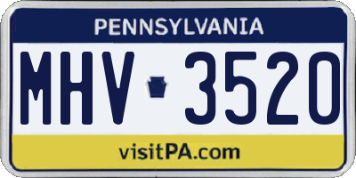 PA license plate MHV3520