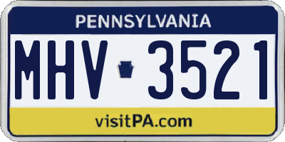 PA license plate MHV3521