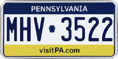 PA license plate MHV3522