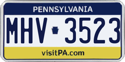 PA license plate MHV3523