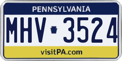 PA license plate MHV3524