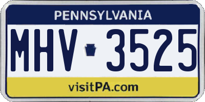 PA license plate MHV3525