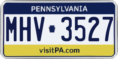 PA license plate MHV3527