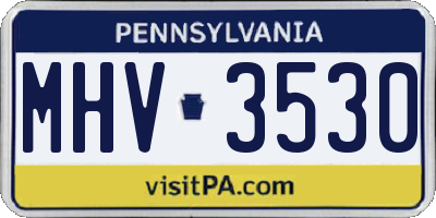 PA license plate MHV3530